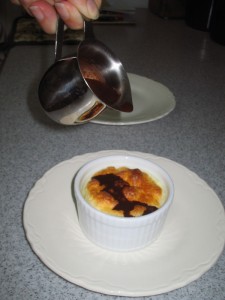 Lemon souffle with chocolate sauce (all sugar free)