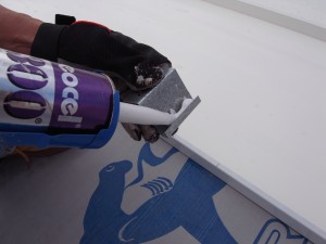 We caulked where the clip fits over the panel and where it sits on the underlayment