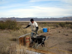 Filling a column with concrete